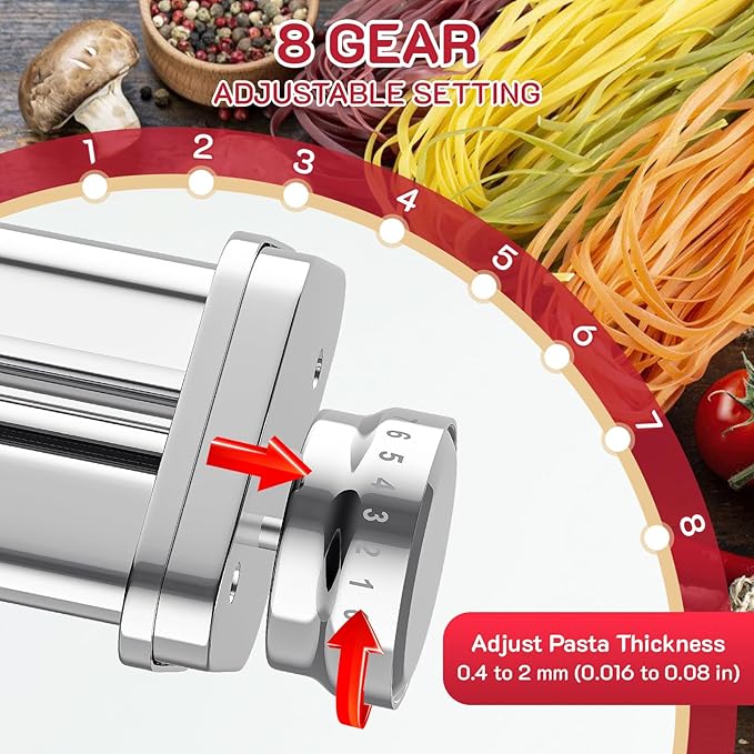 Pasta Attachment for KitchenAid Mixer, Includes Pasta Sheet Roller, Spaghetti Fettuccine Cutter, 3Pcs for Pasta Attachment by HOZODO