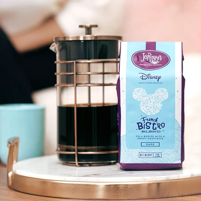 Joffrey's Coffee - Disney French Bistro Blend, Artisan Dark Roast, Arabica Coffee Beans, Full-Bodied with Smoky Sweetness (Ground, 11 oz)