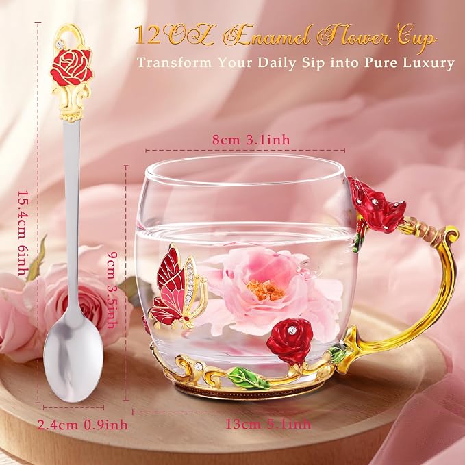 Women Glass Tea Coffee Pretty Cup Cute Mug Tween College Country Girl 18 19 - Image 6