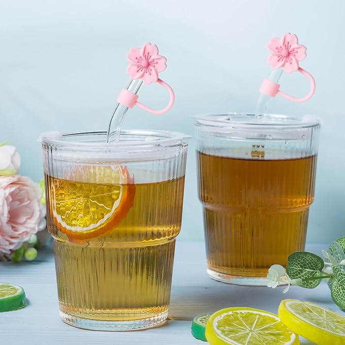 6Pcs Flowers Silicone Straw Cover Cap for Pink Stanley Cup, 0.4in Cute Straw Topper Accessories for 40 oz/30 oz Stanley Tumbler, Portable Protector Plugs Valentines Decor Gifts for Kids Party Favors