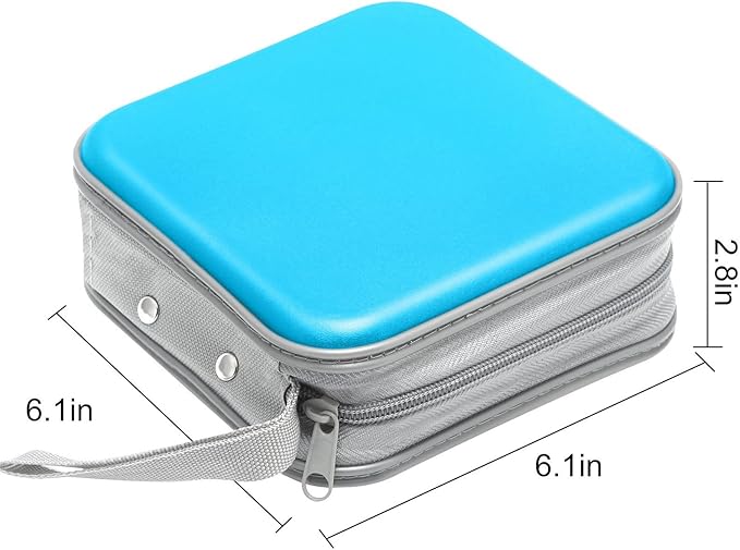 CD Case, 40 Capacity CD/DVD Case Holders Wallet Hard Plastic DVD Disc Cases Storage Binder for Car Home Office Travel (Sky Blue)
