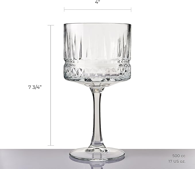 Pasabahce Premium Vintage Extra Large Coupe Glasses Set of 4 - Extra Large Goblet Exclusive Gin,Margarita,Wine, Cocktail, Champagne Glasses- Crystal Design - 16,9 Oz Long Stem Glassware