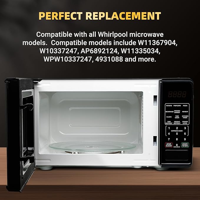 12" Microwave Replacement Turntables, Microwave Glass Plate Compatible with Replacement Part of W11367904/ W10337247/ AP6892124/ W11335034/ WPW10337247 etc – Dishwasher Safe