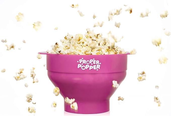 The Original Proper Popper Microwave Popcorn Popper, Silicone Popcorn Maker, Collapsible Bowl BPA Free & Dishwasher Safe - (Pink)