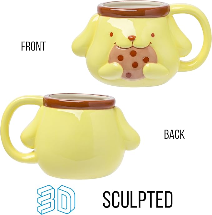 Silver Buffalo Sanrio Hello Kitty and Friends Pompompurin Ceramic 3D Sculpted Mug, 20 Ounces
