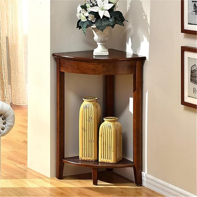 Corner Tables Compact Triangle Solid Wood Side Table Corner Shelf Unit by Unknown