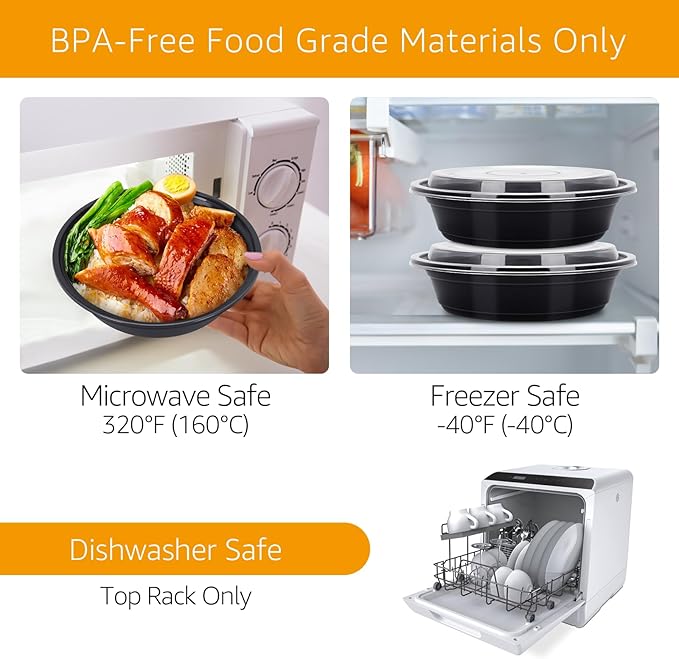 100 PACK 24 oz. Meal Prep Containers, Extra Large & Thick Food Storage Containers with Lids - BPA Free Stackable Microwavable & Dishwasher Safe, Travel, To Go, Bento Box (100)