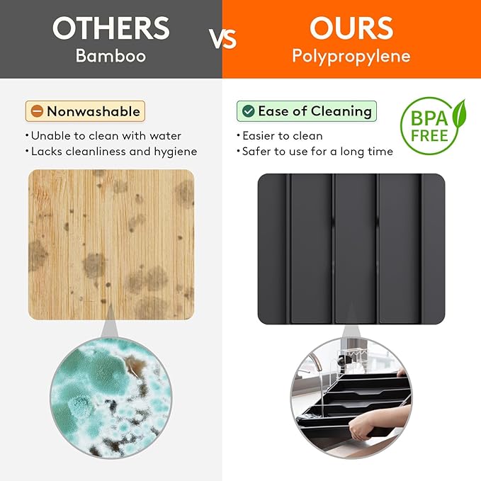 Lifewit Cooking Utensil Kitchen Drawer Organizer, Expandable from 16 to 28 inches, Plastic Cutlery Silverware Tray, Adjustable Spatula Holder, Flatware Tools Gadgets Storage Divider, XL,Black