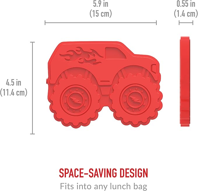 Bentgo Buddies Reusable Ice Packs - Slim Ice Packs for Lunch Boxes, Lunch Bags, and Coolers - Multicolored 4-Pack (Truck)