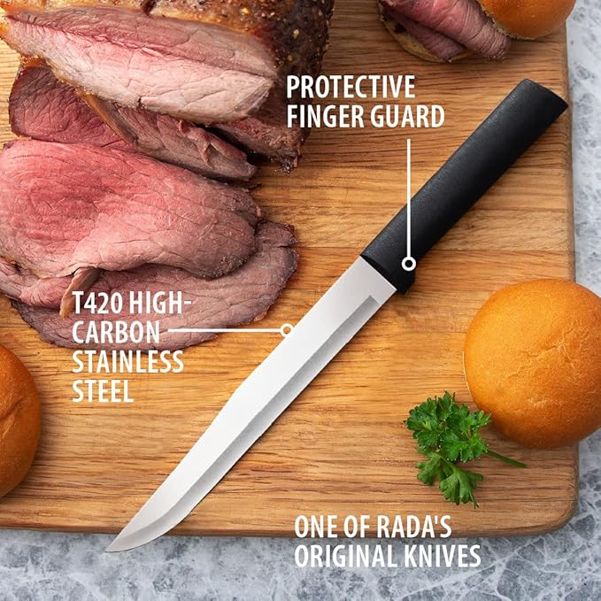 Rada Cutlery Slicer Knife, Black Handle, Pack of 6