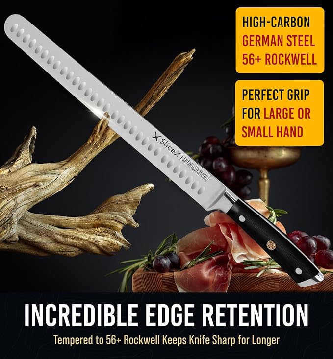Brisket Knife - 12" Premium BBQ Carving Knife Full Tang Razor Sharp - Gift for Dad From Wife, Son, Daughter