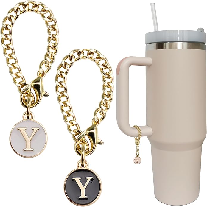 Letter Charm Accessories for Stanley Cup 2PCS Initial Name ID Personalized Handle Charm for Stanley Tumbler