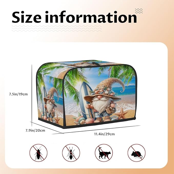 Summer Gnome Starfish Toaster Cover 2 Slice Wide Slot Washable Appliance Covers - Image 5