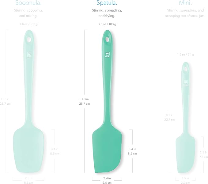 DI ORO Silicone Spatula - 600°F Heat-Resistant Rubber Kitchen Spatula for Baking, Scraping, & Mixing - BPA Free Nonstick Cookware Safe Flexible Utensil for Cooking - Seamless & Dishwasher Safe (Mint)