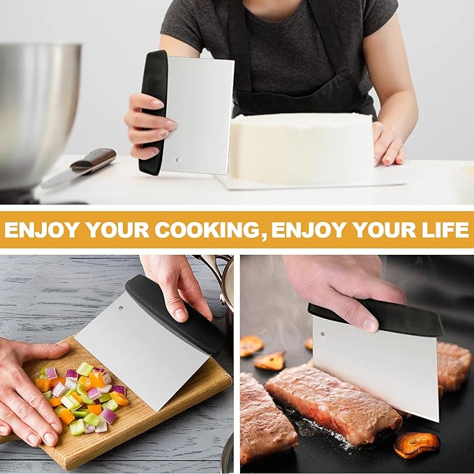 HaSteeL Griddle Accessories Kit of 5, Heavy Duty Metal Spatula, Professional Stainless Steel Flat Top Griddle Tools Set, Pancake Flipper/Griddle Scraper/Hamburger Turner for BBQ Grilling Cast Iron