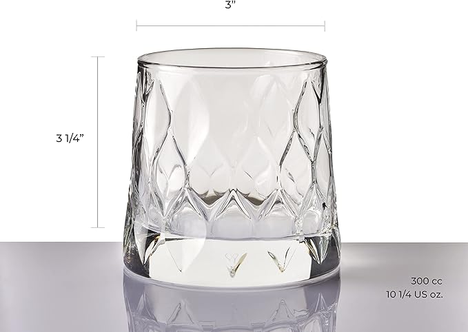 Pasabahce Premium Whiskey Glasses Set Of 4 - Exclusive Cocktail, Scotch, Bourbon, Liquor, Rum Glasses - Old Fashioned Glasses - 10.25 Oz Drinking Glasses - Perfect for Parties, Gifts