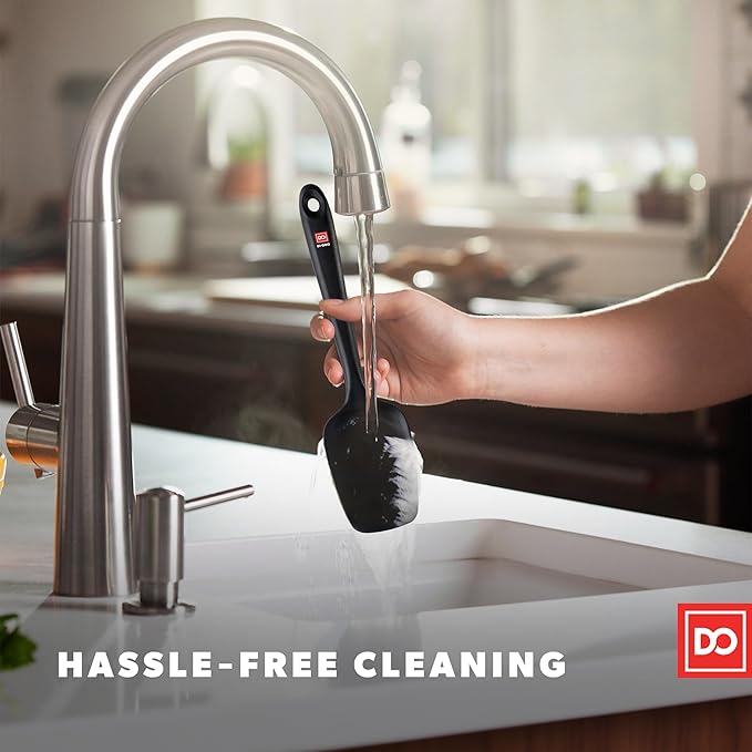 DI ORO Seamless Series Silicone Spoon Spatula - BPA Free Pro-Grade Non-Stick 600ºF Heat-Resistant Rubber Spoonula - Versatile Silicone Kitchen Scraper Utensil for Baking and Cooking (Black)