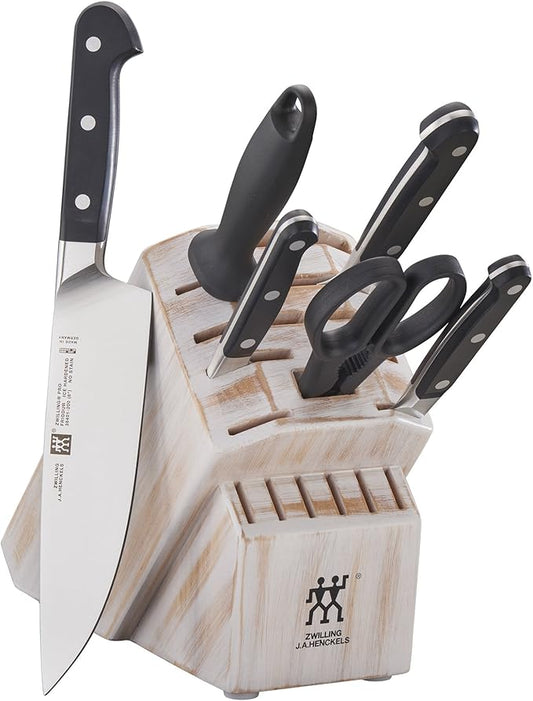 ZWILLING Pro 7-pc Knife Block Set - Rustic White