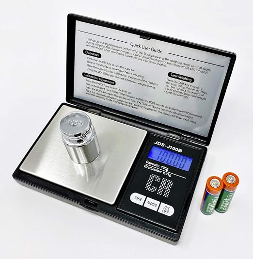 CR Digital Pocket Scale - 100g x 0.01g, Black, Stainless Steel, LCD, Portable, Ideal for Coins, Jewelry, Food, Powder, Gemstones, Metals