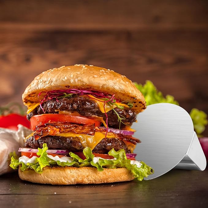 ALLTOP Smash Burger Press,Stainless Steel Non-Stick Smasher Hamburger Press Patty Maker for Flat Top Griddle,Grill,BBQ,Kitchen - Round Accessory (6.2 inch)