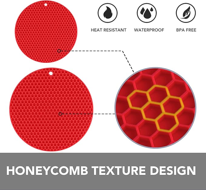 Joyhalo Trivets for Hot Dishes - Hot Pads for Kitchen, Silicone Pot Holders for Hot Pots and Pans, Silicone Mats for Kitchen Countertops, Table, Flexible Easy to Wash and Dry, Grey