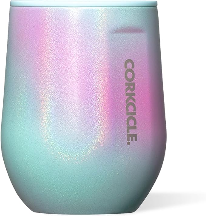 Corkcicle Stemless Wine Tumbler - Keeps Drinks Cold for 6 Hours - Triple-Insulated Stainless Steel - Non-Slip Base - Summer Drinkware Gift - Keeps Drinks Ice Cold - 12 oz - Rainbow Unicorn