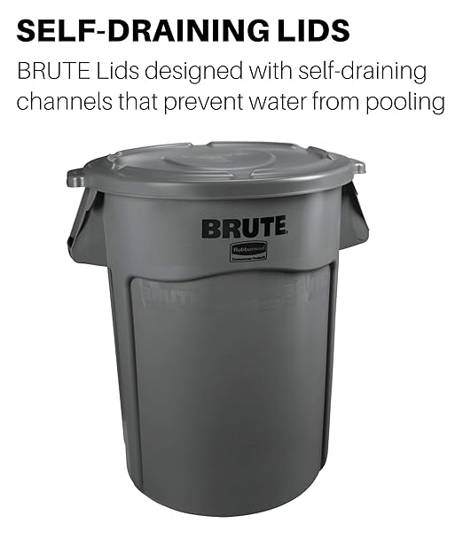 Rubbermaid Commercial Products BRUTE Heavy-Duty Round Trash/Garbage Lid, 32-Gallon, Red, Compatible with Rubbermaid BRUTE 23-Gallon Can