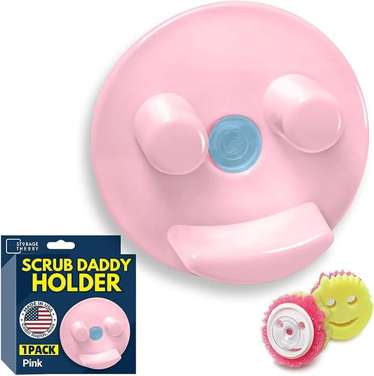 BeraTek Scrub Daddy Sponge Holder for Kitchen Sink - Stop Soggy Sponges, In Sink Sponge Holder with Suction Cup - Sponge Daddy Caddy, Scrub Mommy Compatible - Pink, 1 Pack