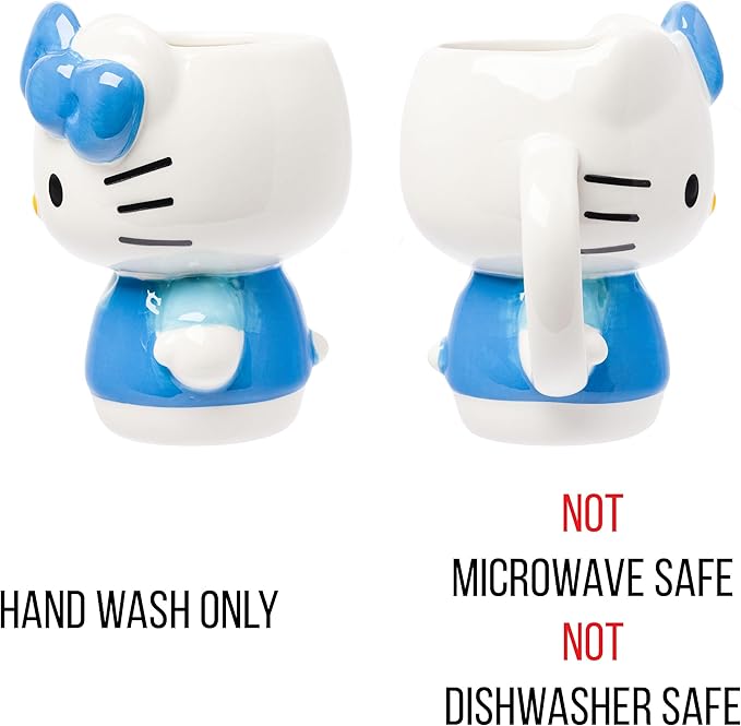 Silver Buffalo Sanrio Hello Kitty Full Body Blue Dress Ceramic 3D Sculpted Mug, 20 Ounces
