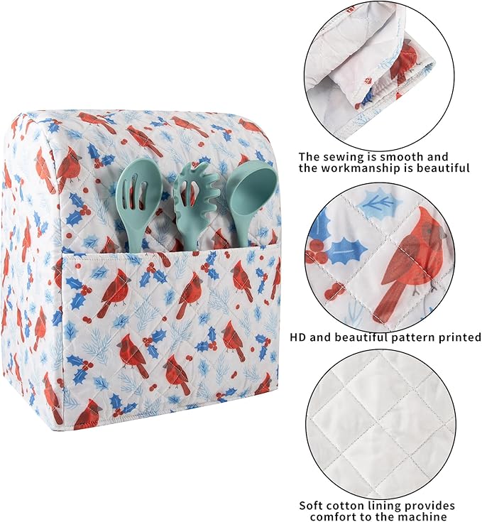 Stand Mixer Cover,Cardinal Print Kitchen Mixer Cover Compatible With 5-8Qt Kitchenaid Hamilton Mixers,Cardinal Gifts Kitchen Decor,Kitchen Aid Mixer Covers,Pioneer Woman Kitchen Aid Mixer Assecories