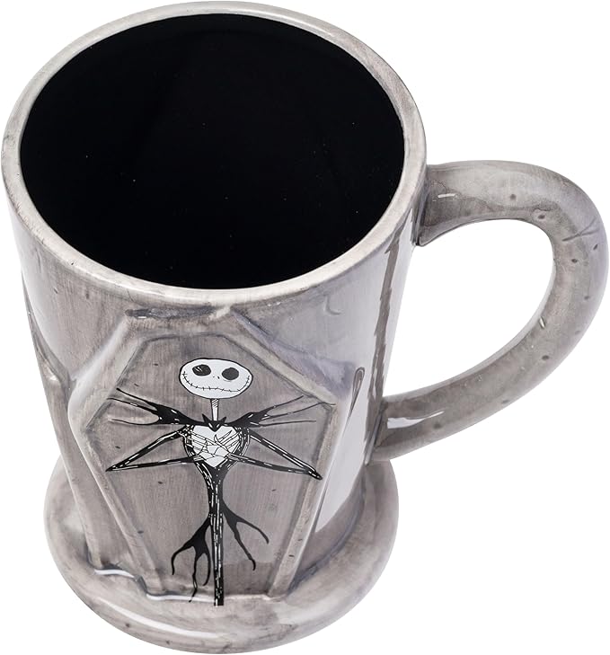 Silver Buffalo Disney Tim Burton Nightmare Before Christmas Tombstones Featuring Jack Skellington and Zero 3D Sculpted Ceramic Mug, 18 Ounces