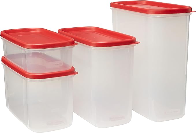 Rubbermaid Modular Canisters, Food Storage Container, BPA-free, 8-piece Set, Red (1776474)
