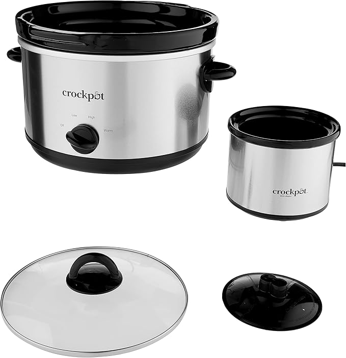 Crock-Pot 5-Quart Smudgeproof Round Manual Slow Cooker with Dipper Silver