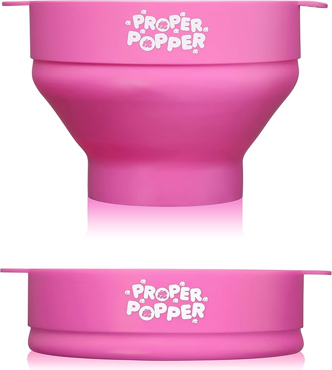 The Original Proper Popper Microwave Popcorn Popper, Silicone Popcorn Maker, Collapsible Bowl BPA Free & Dishwasher Safe - (Pink)