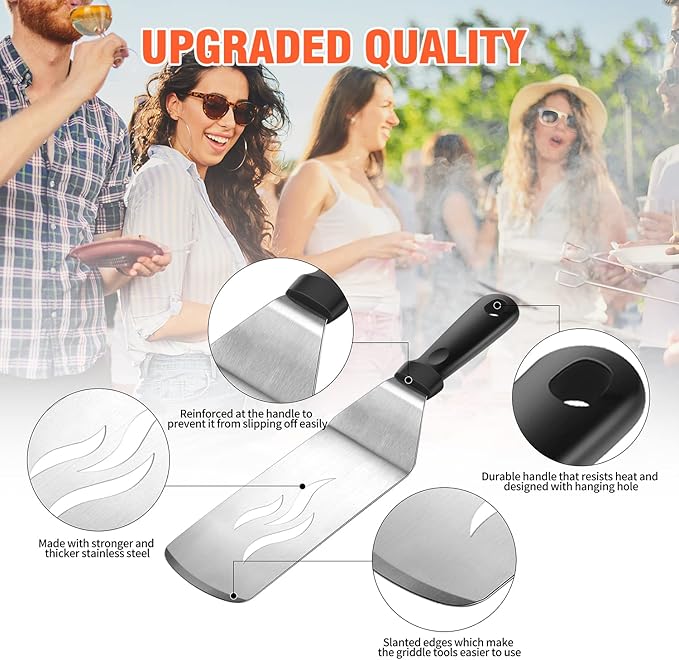 40 Pcs Griddle Accessories Kit, Flat Top Grill Accessories Set for Blackstone and Camp Chef, Griddle Tools Set with Spatula, Basting Cover, Scraper, Bottle, Tongs, Egg Ring for Outdoor BBQ and Camping