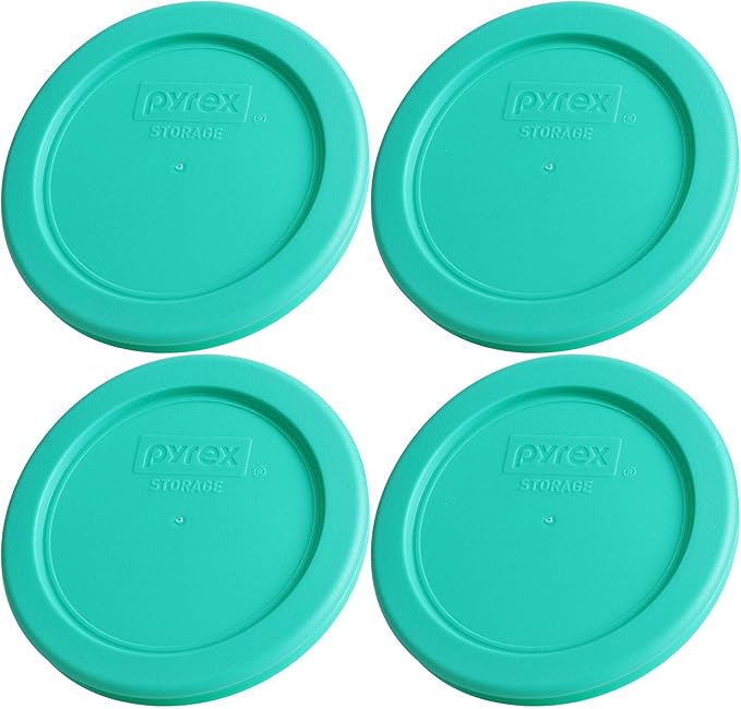 Pyrex 7202-PC 1-Cup Green Food Storage Replacement Lid (4-Pack) - Made in USA