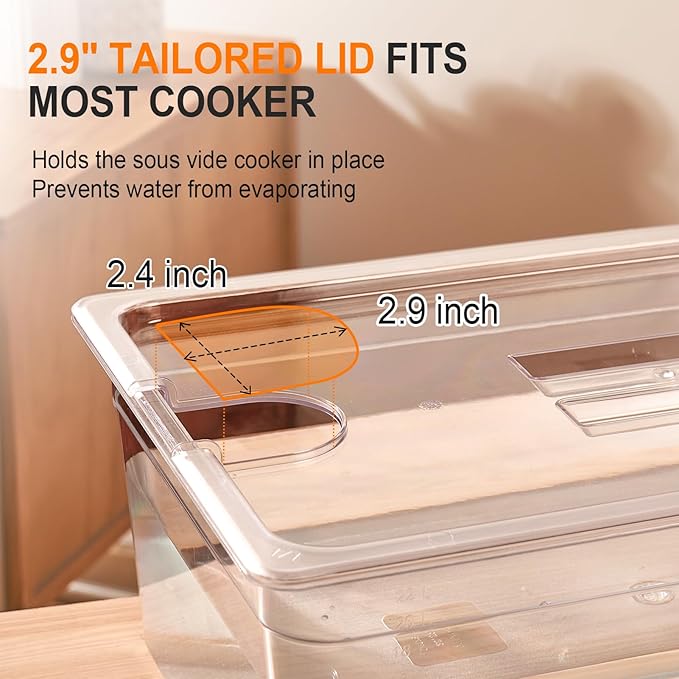 HOMENOTE Large Sous Vide Container 26 Quarts with Lid,Complete Sous Vide Accessories Kit BPA Free,Compatible with Anova and Most Sous Vide Cookers（Comes with 2 Sous Vide Racks and Insulating Sleeve）