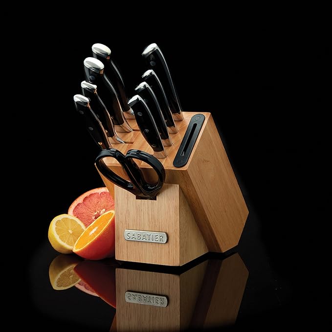 Sabatier Forged Triple Rivet Knife Block Set, 16-Piece, Black