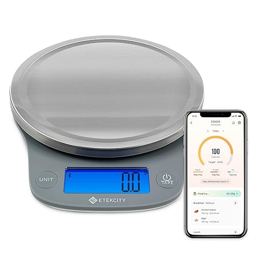 Etekcity Nutrition Smart Food Kitchen Scale, Digital Ounces and Grams for Cooking, Baking, Meal Prep, Dieting, and Weight Loss, 11 Pounds-Bluetooth, 304 Stainless Steel (Pack of 10)
