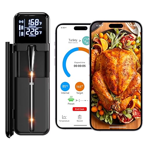 Smart Wireless Meat Thermometer,Digital Cooking Thermometer with Dual High-Accuracy Sensors,Ceramic Heat-Resistant Probe, Instant Read LCD & App Control for Kitchen,BBQ,Oven,Grill,Air Fryer