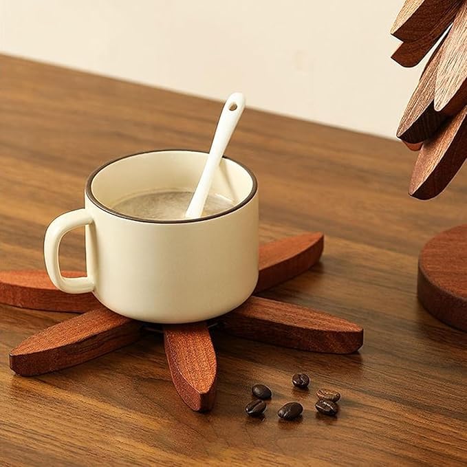 Natural Wood Tree Trivet Set, 𝐍atural Tree Trivet Set - 4 Wooden Trivets,4 Wooden 𝐓rivets & 1 Stand Like a Christmas Trees,for Hot Dish,Pot,Bowl,Teapot,Hot Pot Sets (2Color 4 Trivets,2set)