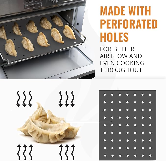 Reusable Liners for Toaster Oven Air Fryer 10 x 12 Accessories Compatible with Cuisinart, Ninja, Kitchenaid, Kalorik + More, Easy Clean Replacement for Parchment Paper Liners for Countertop Oven
