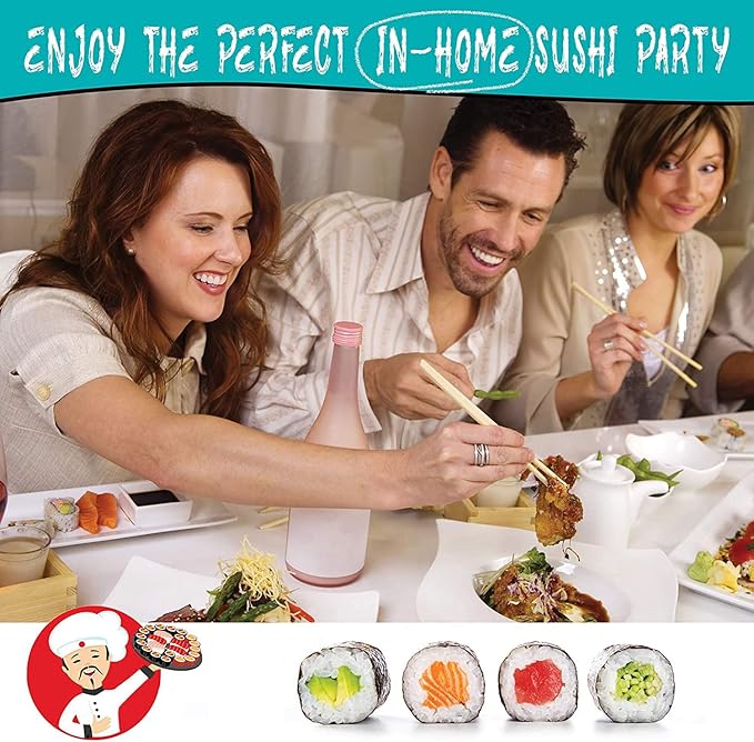 Sushi Making Kit, 22-in-1 Sushi Roller Kit with Bamboo Sushi Rolling Mat, Sushi Bazooka, Avocado Knife, Sushi Knife, Chopsticks, Sauce Dishes, Rice Spreader & More DIY Sushi Party Gift