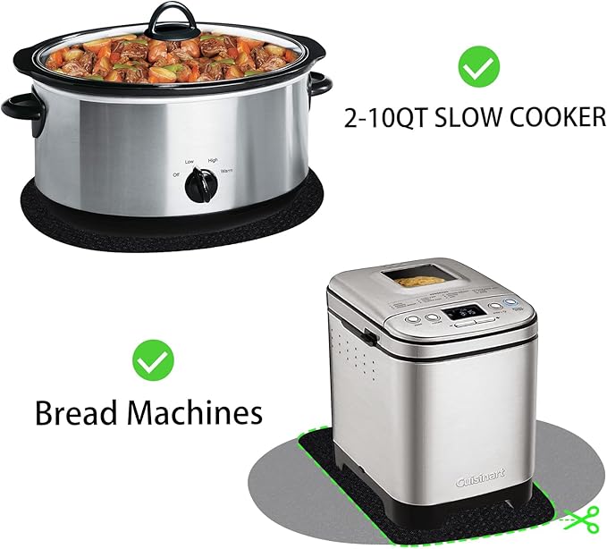 Heat Resistant Mat for Crockpot Slow Cooker with Appliance Slider Function, 2 Pack Countertop Protector for Crock Pot Slow Cookers, Crock-Pot 3-10 Quart, Hamilton Beach Slow Cooker