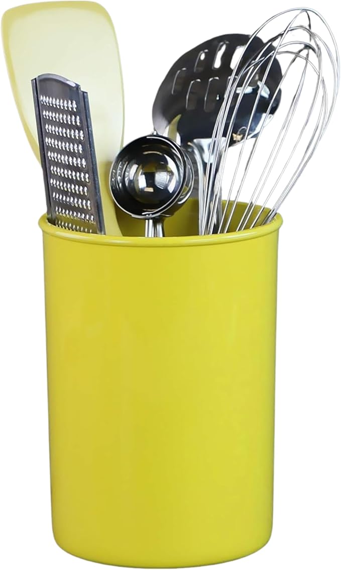 Reston Lloyd Calypso Basics Multipurpose Cookware Storage Crock, Kitchen Countertop & Office Desk Organization, Durable & Food Safe BPA-Free Plastic, Lemon