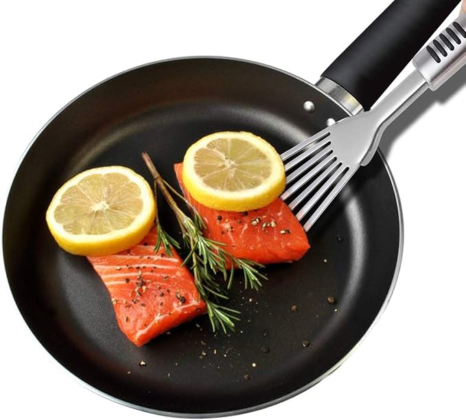 Premium Fish Spatula - Rust-Resistant Stainless Steel, Non-Slip Handle, Ideal for Grilling, Frying, Turning and Flipping Fish, Meat, Eggs, and More - Ergonomic Design for Perfect Results - Set of 2