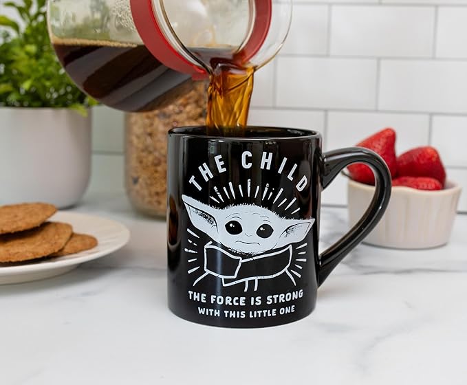 Silver Buffalo Star Wars The Mandalorian Force is Strong with this Little One Ceramic Coffee Mug, 14 Ounces