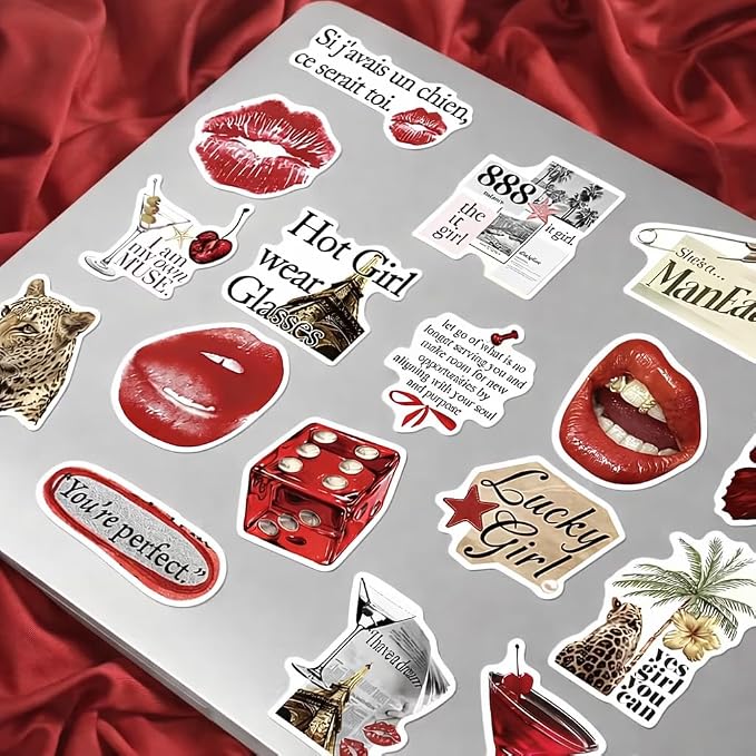 100Pcs Lucky Girl Stickers Waterproof Fashion Silvery Gold Aesthetics Sticker - Image 7