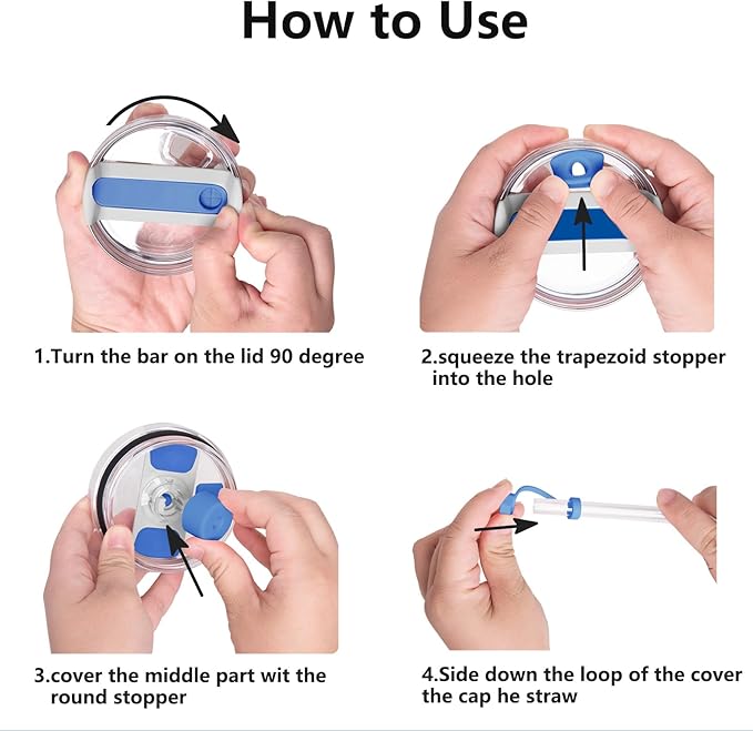 Silicone Spill Stopper Set Compatible with Stanley Cup 2.0 30oz & 40oz with Straw Cover, Set of 4