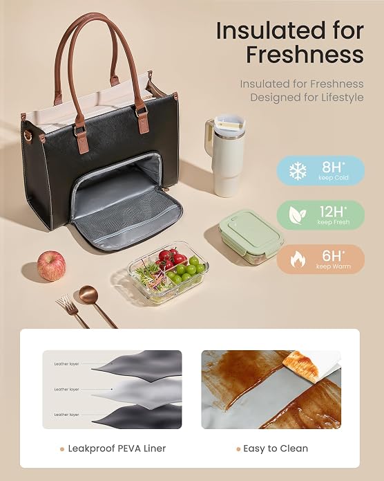LOVEVOOK Laptop Lunch Bag for Women 15.6 Inch, Waterproof Tote Purse - Image 4
